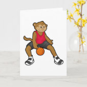 Affe als Basketballspieler mit Basketball Karte (Gelbe Blume)