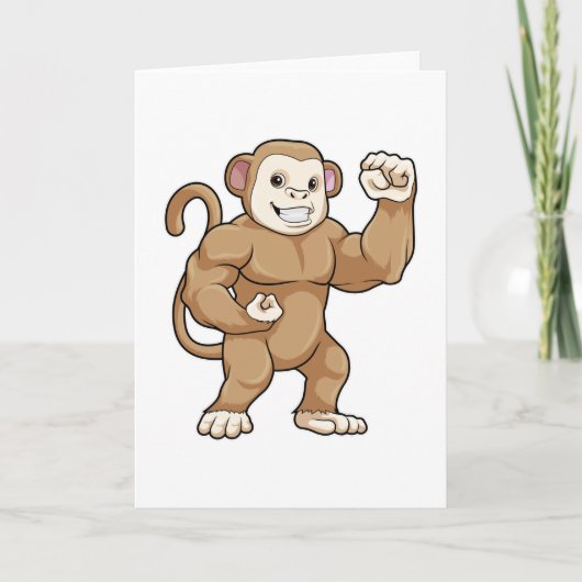 Affe als Bodybuilder beim Bodybuilding Karte (Vorderseite)
