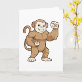 Affe als Bodybuilder beim Bodybuilding Karte (Gelbe Blume)