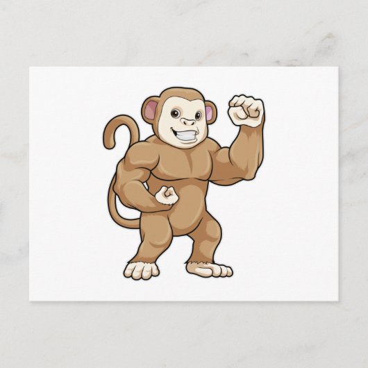 Affe als Bodybuilder beim Bodybuilding Postkarte (Vorderseite)