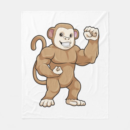 Affe als Bodybuilder in der Bodybuilding Fleecedecke (Vorderseite)