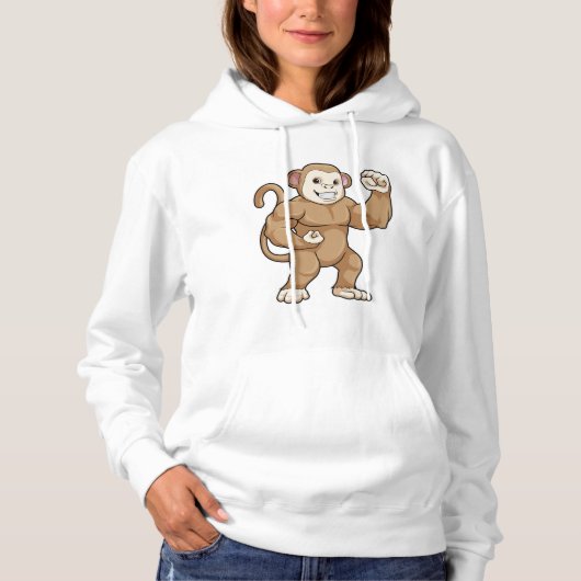 Affe als Bodybuilder in der Bodybuilding Hoodie (Vorderseite)