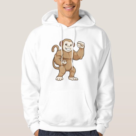 Affe als Bodybuilder in der Bodybuilding Hoodie (Vorderseite)