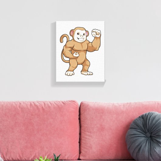 Affe als Bodybuilder in der Bodybuilding Leinwanddruck (Insitu (Wohnzimmer))