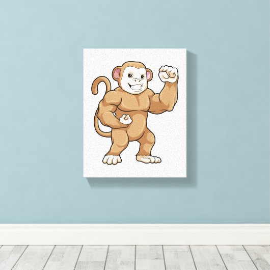 Affe als Bodybuilder in der Bodybuilding Leinwanddruck (Insitu (Holzboden))