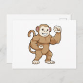 Affe als Bodybuilder in der Bodybuilding Postkarte (Vorne/Hinten)