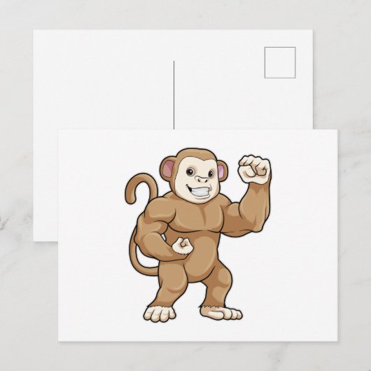 Affe als Bodybuilder in der Bodybuilding Postkarte (Vorne/Hinten)