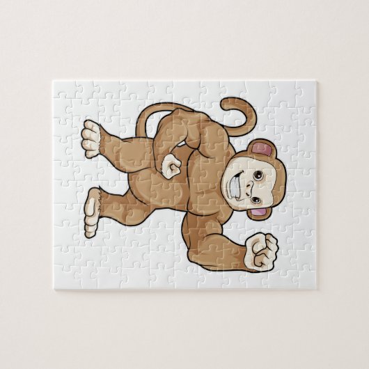 Affe als Bodybuilder in der Bodybuilding Puzzle (Horizontal)