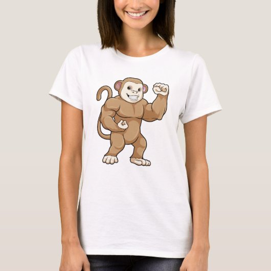 Affe als Bodybuilder in der Bodybuilding T-Shirt (Vorderseite)