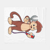 Affe als Friseur mit Schere & Razor Fleecedecke (Vorderseite (Horizontal))