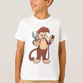 Affe als Friseur mit Schere & Razor T-Shirt (Vorderseite)