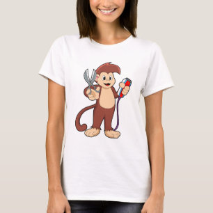 Affe als Friseur mit Schere & Razor T-Shirt