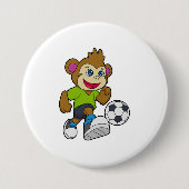 Affe als Fußballspieler mit Fußball Button (Vorderseite)