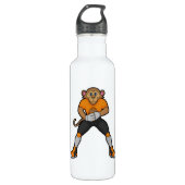 Affe als Fußballspieler mit Fußball Edelstahlflasche (Vorderseite)