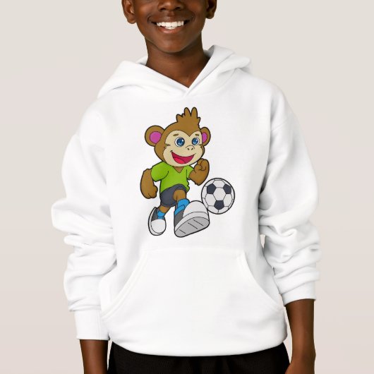 Affe als Fußballspieler mit Fußball Hoodie (Vorderseite)