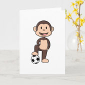 Affe als Fußballspieler mit Fußball Karte (Gelbe Blume)