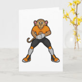 Affe als Fußballspieler mit Fußball Karte (Gelbe Blume)