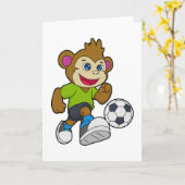 Affe als Fußballspieler mit Fußball Karte (Gelbe Blume)