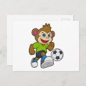 Affe als Fußballspieler mit Fußball Postkarte (Vorne/Hinten)