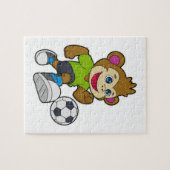 Affe als Fußballspieler mit Fußball Puzzle (Horizontal)