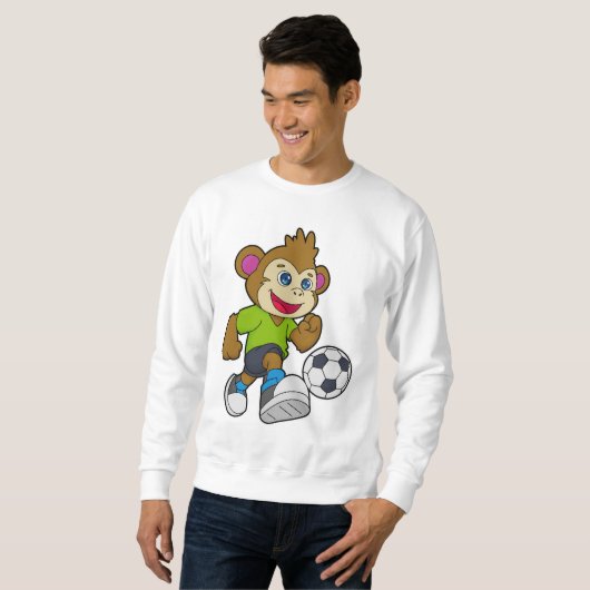 Affe als Fußballspieler mit Fußball Sweatshirt (Vorne ganz)