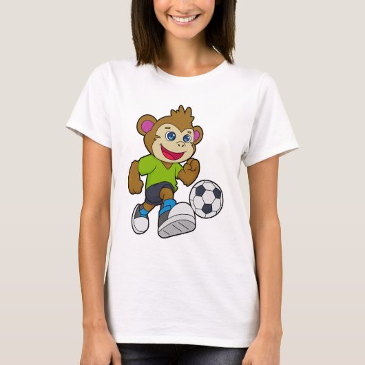 Affe als Fußballspieler mit Fußball T-Shirt (Vorderseite)