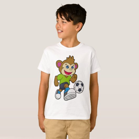 Affe als Fußballspieler mit Fußball T-Shirt (Vorne ganz)