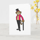 Affe als Gentleman mit Hut & Walking-Stick Karte (Gelbe Blume)