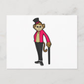 Affe als Gentleman mit Hut & Walking-Stick Postkarte (Vorderseite)