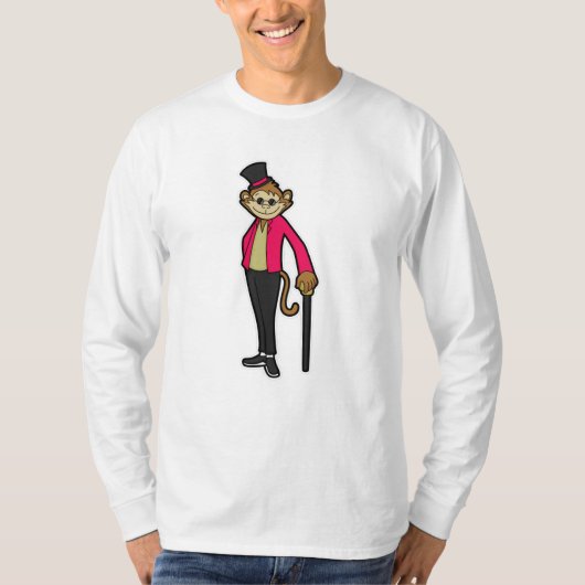 Affe als Gentleman mit Hut & Walking-Stick T-Shirt (Vorderseite)