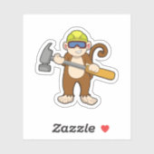 Affe als Handwerker mit Hammer Aufkleber (Blatt)