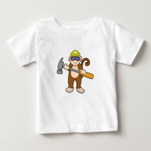 Affe als Handwerker mit Hammer Baby T-shirt (Vorderseite)