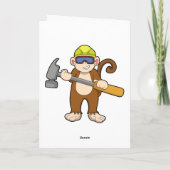 Affe als Handwerker mit Hammer Karte (Rückseite)