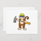 Affe als Handwerker mit Hammer Postkarte (Vorne/Hinten)