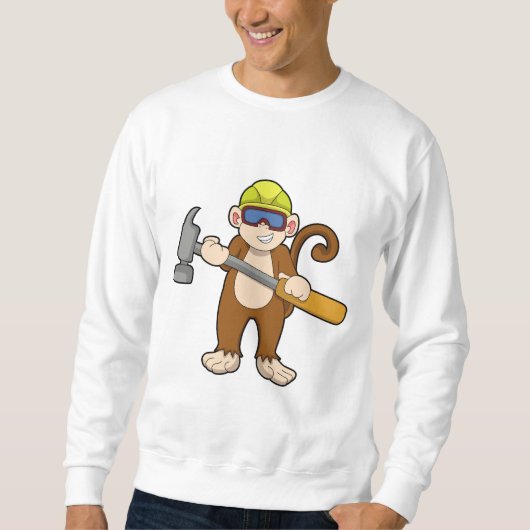 Affe als Handwerker mit Hammer Sweatshirt (Vorderseite)