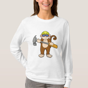Affe als Handwerker mit Hammer T-Shirt