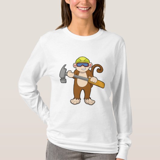 Affe als Handwerker mit Hammer T-Shirt (Vorderseite)