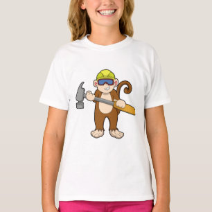 Affe als Handwerker mit Hammer T-Shirt