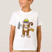 Affe als Handwerker mit Hammer T-Shirt (Vorderseite)