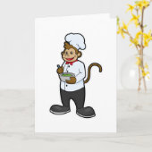 Affe als Koch mit Schüssel Karte (Gelbe Blume)