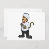 Affe als Koch mit Schüssel Postkarte (Vorne/Hinten)