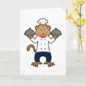 Affe als Koch mit Servieren von Tellern Karte (Gelbe Blume)