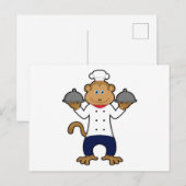 Affe als Koch mit Serviertellern Postkarte (Vorne/Hinten)