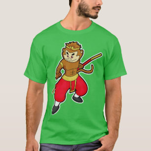 Affe als Krieger mit Stabkopf T-Shirt