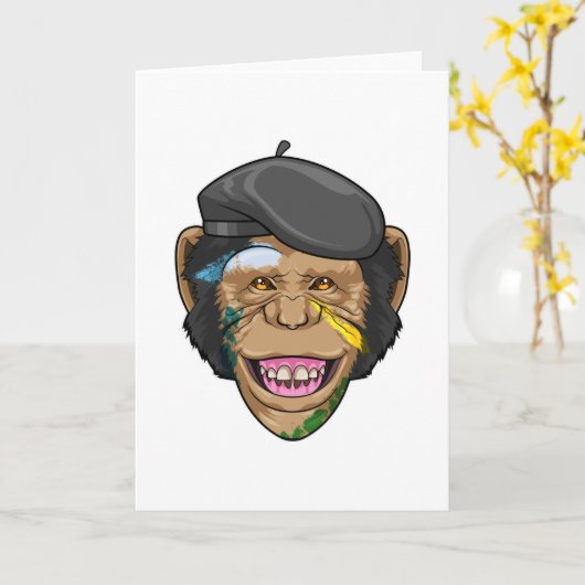 Affe als Maler Karte (Gelbe Blume)