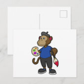 Affe als Maler mit Farbe und Pinsel Postkarte (Vorne/Hinten)