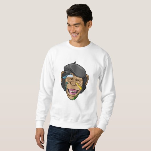 Affe als Maler Sweatshirt (Vorne ganz)