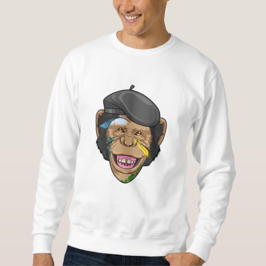 Affe als Maler Sweatshirt (Vorderseite)