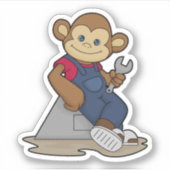 Affe als Mechanik mit Schlüssel Aufkleber (Vorderseite)