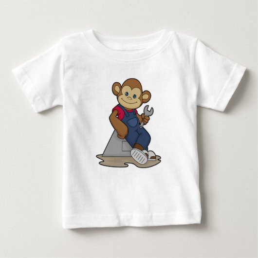 Affe als Mechanik mit Schlüssel Baby T-shirt (Vorderseite)